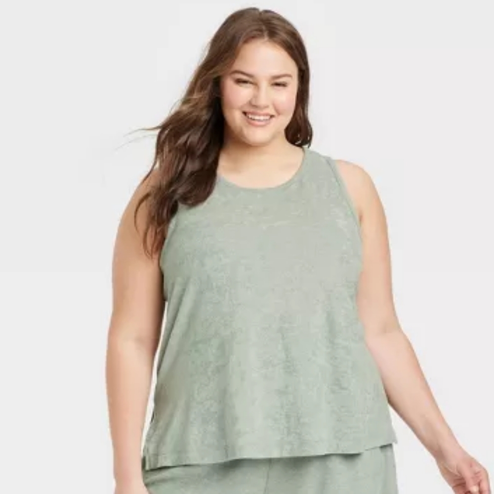 NWT A NEW DAY Terry Tank Top, Light Green, Size 4X